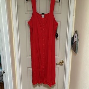 Red Tank Dress Pockets Button down the front size 2X Brand New w Tags